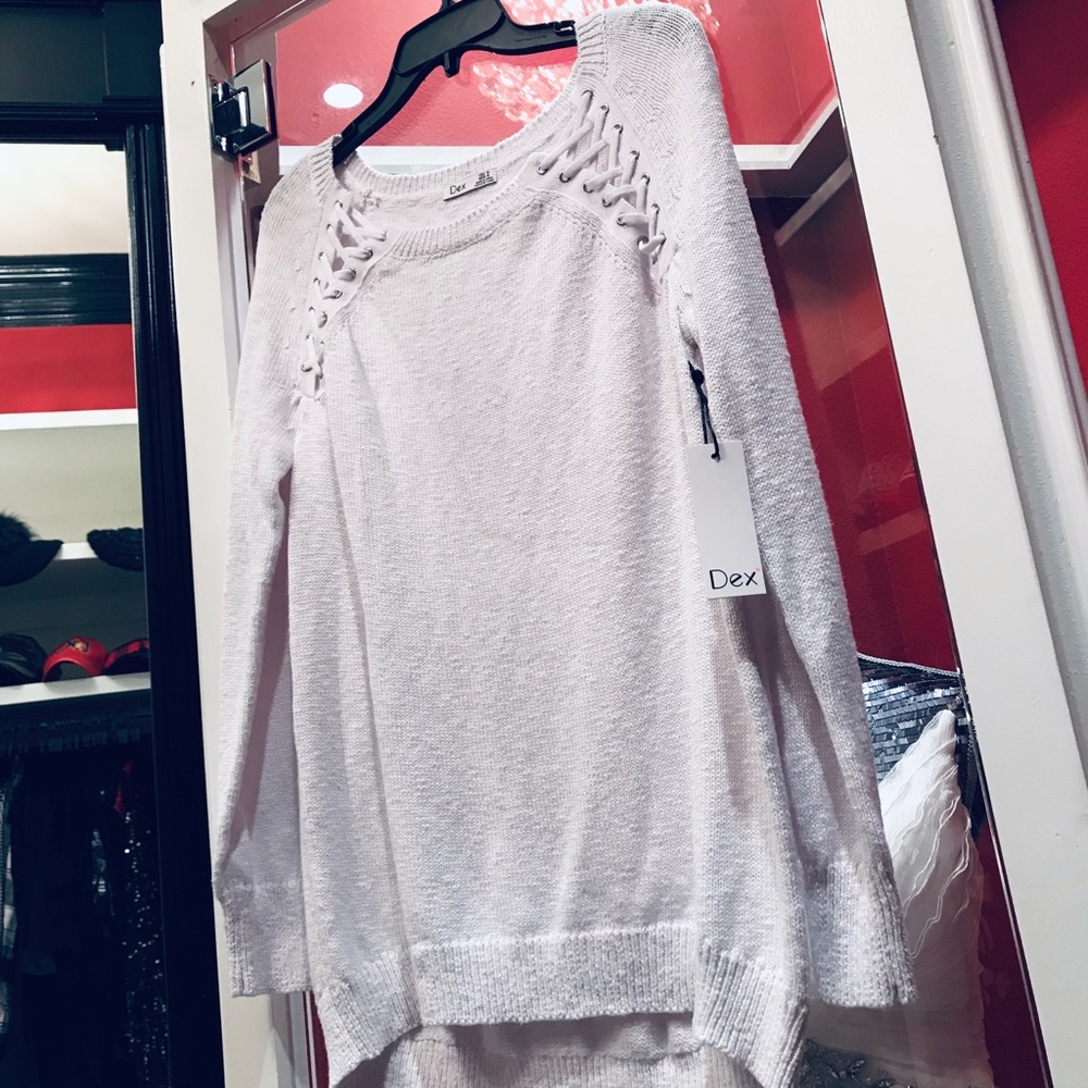 * NWT Authentic Dex Lace-Up Shoulder Sweater